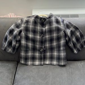 Vince plaid 3/4 sleeve cropped blazer